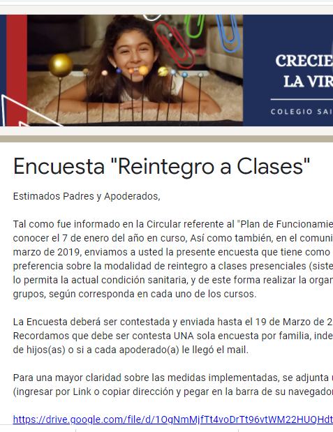 Encuesta Reintegro a Clases